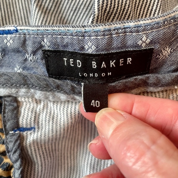 Ted Baker London Chino Shorts Men’s Size 40 Cotton Blue White Stripe Pocket  8” - Picture 6 of 10